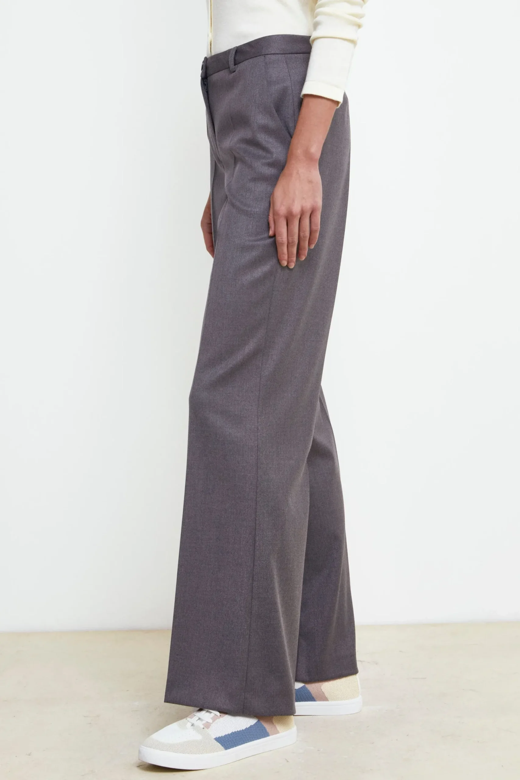 Pantaloni Morbidi Gamba Larga - GRIGIO