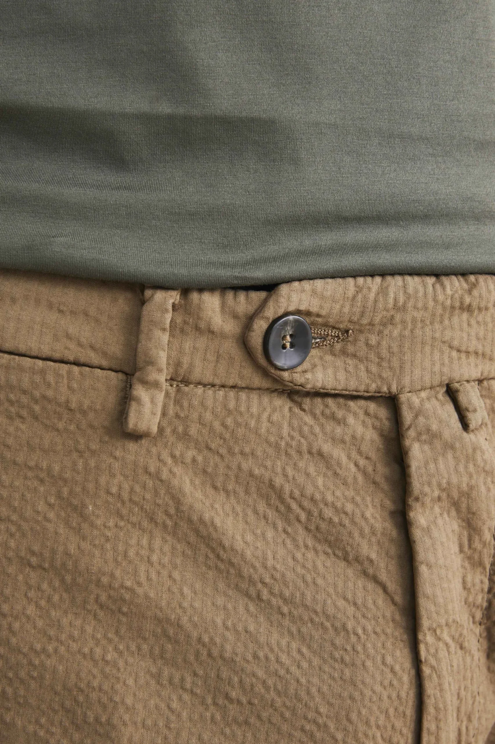 Pantaloni slim in cotone - NOCCIOLA