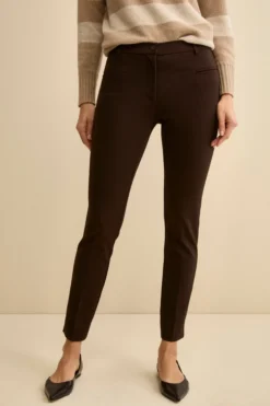 Pantaloni slim in jersey - MARRONE