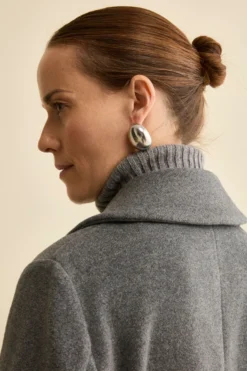 Peacoat Doppiopetto in Misto Lana con Martingala - GRIGIO