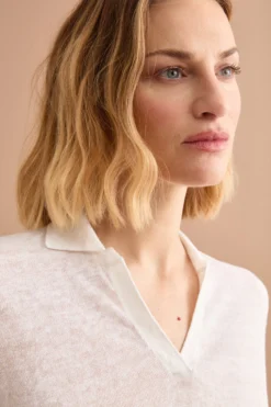 Polo Boxy Donna con Scollo a V - BIANCO