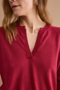 Polo Boxy Serafino in Cotone con Manica Lunga - BORDEAUX