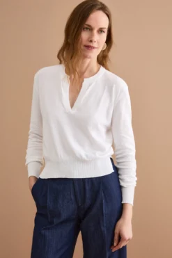 Polo Boxy Serafino in Cotone con Manica Lunga - BIANCO