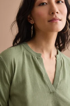 Polo Boxy Serafino in Cotone con Manica Lunga - VERDE MILITARE