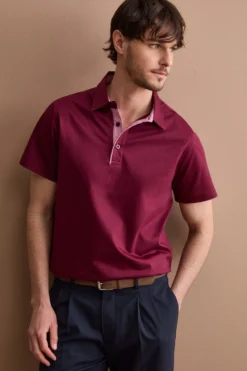 Polo Casual da Uomo in Jersey - BORDEAUX