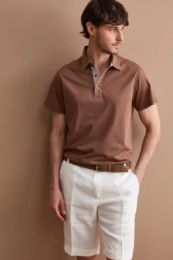 Polo Casual da Uomo in Jersey - TABACCO