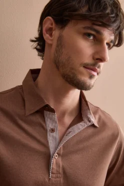 Polo Casual da Uomo in Jersey - TABACCO