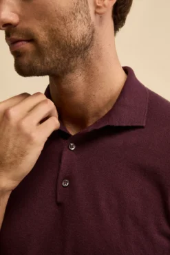 Polo con Bottoni in Seta e Cashmere - MELANZANA