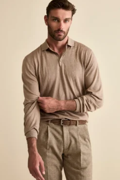 Polo con Bottoni in Seta e Cashmere - VISONE