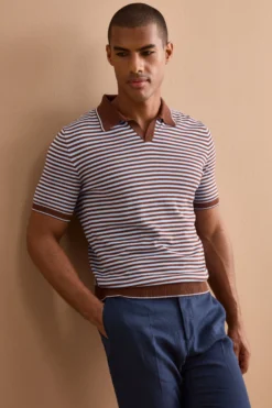 Polo Derby a Righe in Cotone Dry - MARRONE/AZZURRO