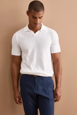 Polo Derby in Cotone Bouclé - BIANCO