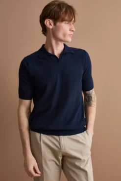 Polo Derby in Cotone Bouclé - BLU