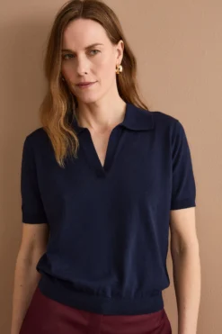 Polo Derby Mezza Manica in Cotone - BLU
