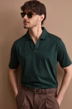 Polo Derby Uomo in Jersey - VERDE SCURO