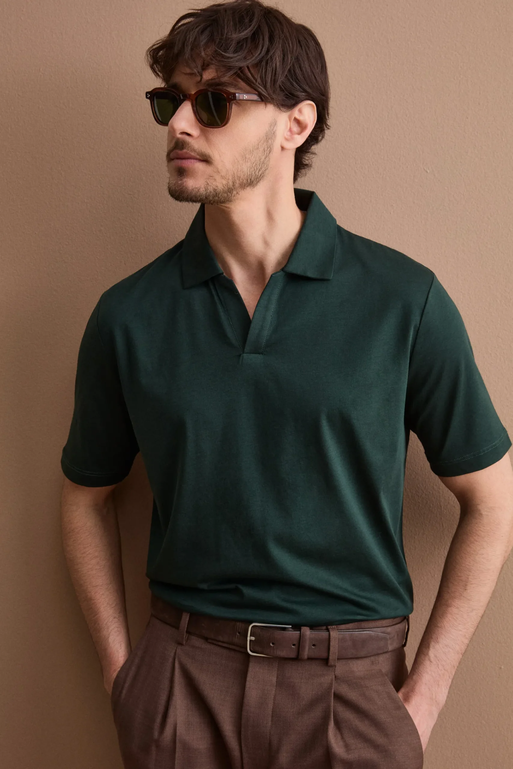 Polo Derby Uomo in Jersey - VERDE SCURO
