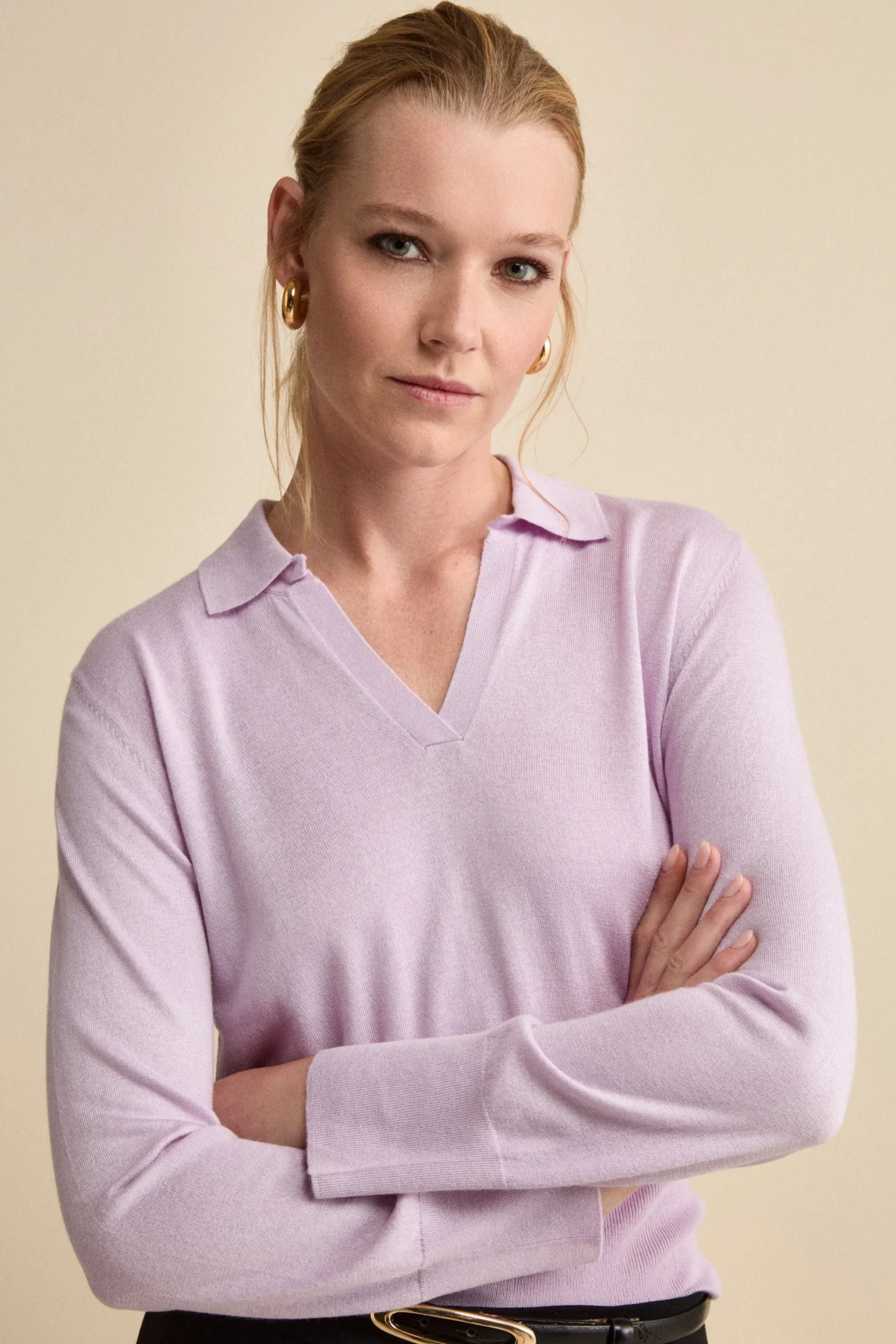 Polo Extrafine in Seta e Cashmere - LILLA