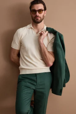 Polo in Maglia di Cotone Crêpe - BEIGE