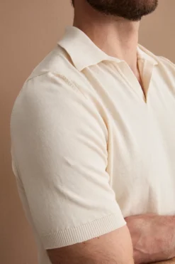 Polo in Maglia di Cotone Crêpe - BEIGE