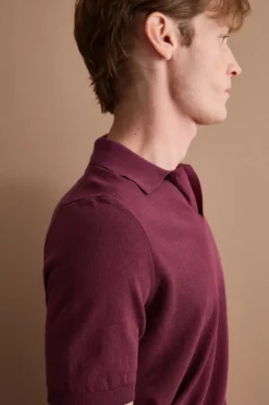 Polo in Maglia di Cotone Crêpe - BORDEAUX