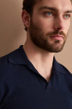 Polo in Maglia di Cotone Crêpe - BLU