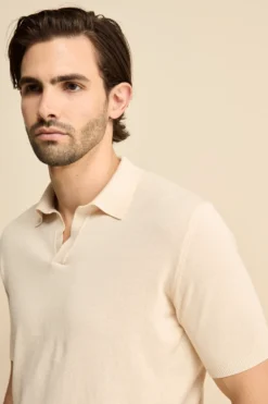 Polo in Maglia di Cotone Crêpe - LATTE