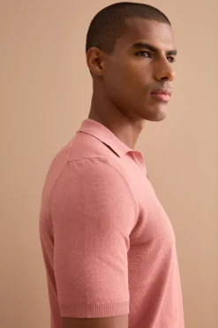 Polo in Maglia di Cotone Crêpe - ROSA ANTICO