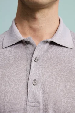 Polo Jacquard Damascata in Filo di Scozia - FANT. TORTORA