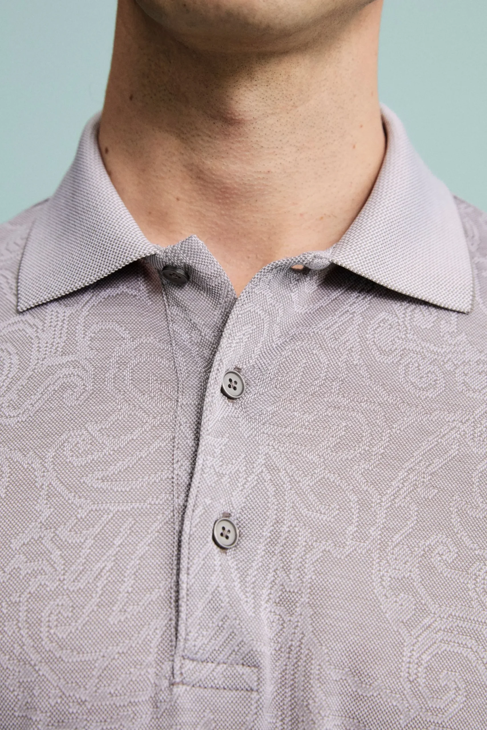 Polo Jacquard Damascata in Filo di Scozia - FANT. TORTORA