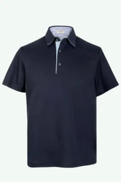 Polo Jersey Mezza Manica in Filo di Scozia - BLU NOTTE