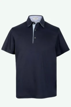 Polo Jersey Mezza Manica in Filo di Scozia - BLU NOTTE