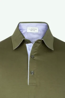 Polo Jersey Mezza Manica in Filo di Scozia - VERDE MILITARE
