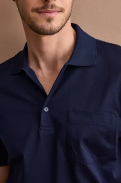 Polo Jersey Uomo in Filo di Scozia - BLU