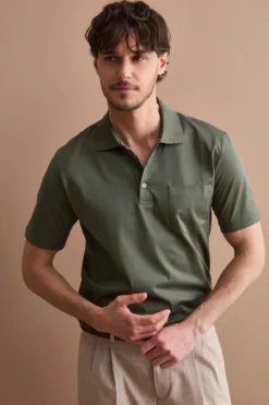 Polo Jersey Uomo in Filo di Scozia - VERDE MILITARE
