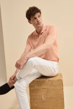 Polo Mezza Manica in Cotone Crêpe - ROSA ANTICO