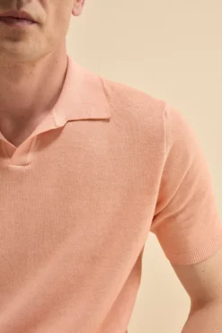 Polo Mezza Manica in Cotone Crêpe - ROSA ANTICO
