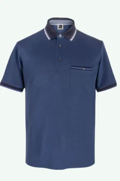 Polo Piquet in Filo di Scozia con Taschino - BLU MELANGE