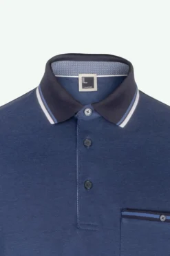 Polo Piquet in Filo di Scozia con Taschino - BLU MELANGE