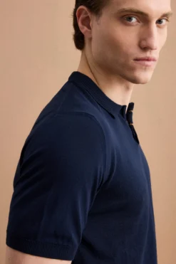 Polo Regular Fit in Cotone Crêpe - NAVY