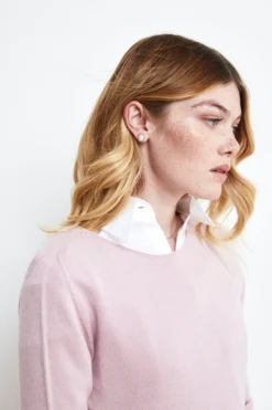 Pullover classico in lana merino - ROSA CARNE