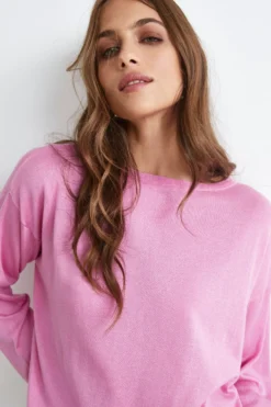 Pullover Extrafine in Seta e Cashmere - ROSA