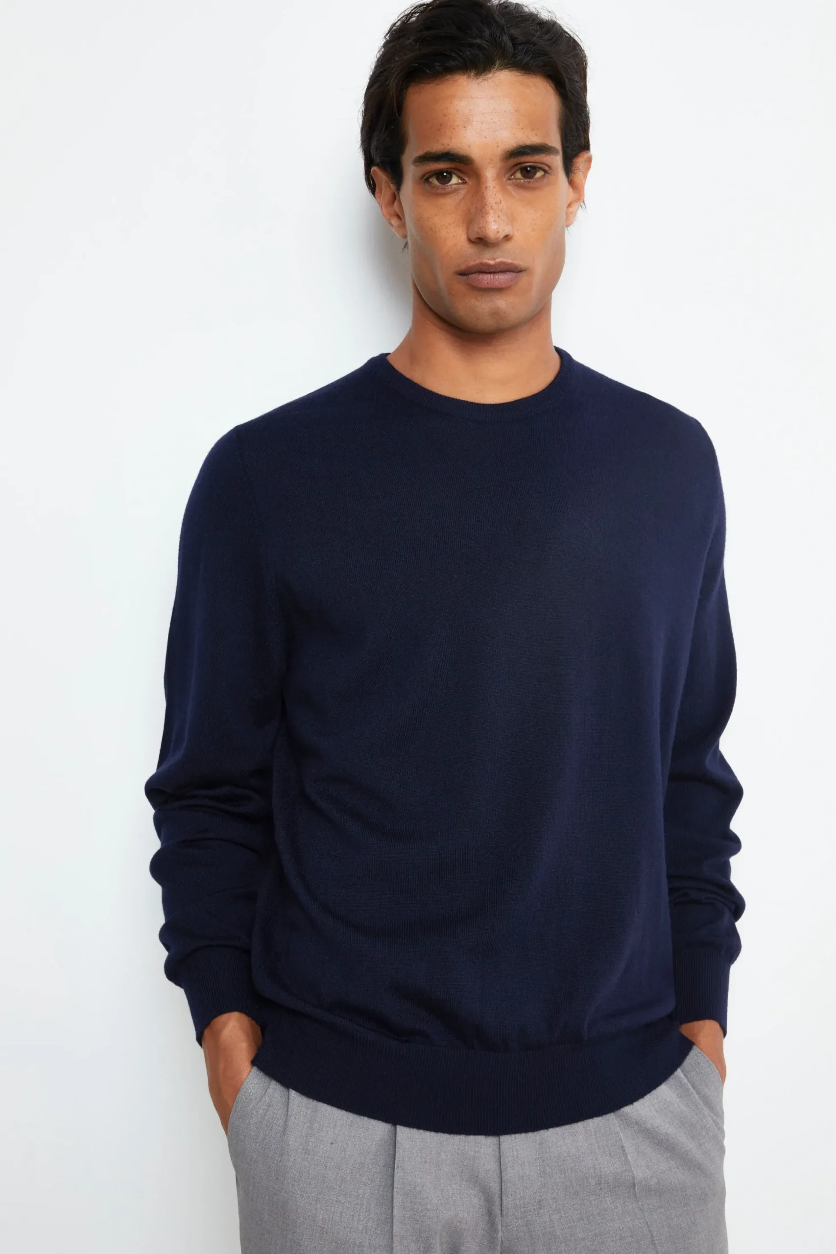 Pullover Girocollo in Lana Merino - BLU