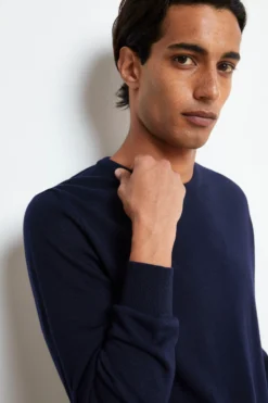 Pullover Girocollo in Lana Merino - BLU