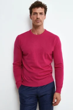 Pullover Girocollo in Lana Merino - CICLAMINO