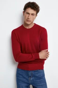 Pullover Girocollo in Lana Merino - ROSSO