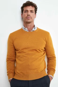 Pullover Girocollo in Lana Merino - SENAPE