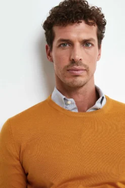 Pullover Girocollo in Lana Merino - SENAPE