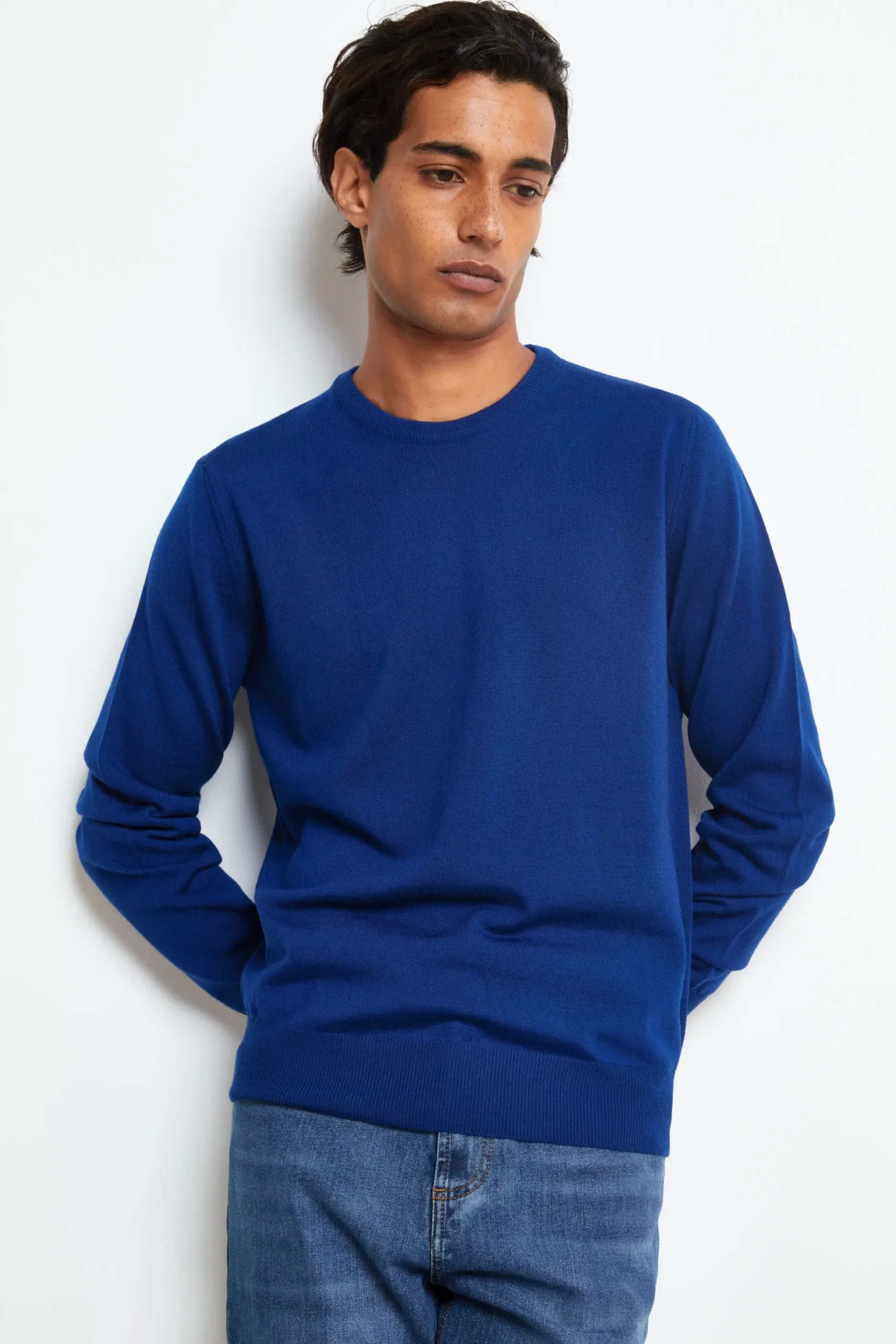 Pullover Girocollo in Lana Merino - BLU APERTO