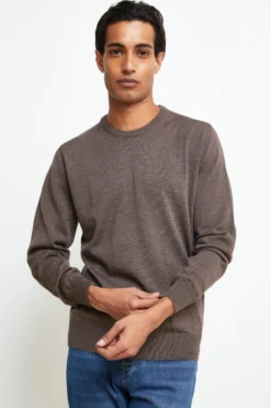 Pullover Girocollo in Lana Merino - TORTORA