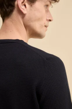 Pullover Girocollo Lavorato in Cotone - BLU