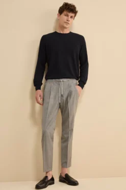 Pullover Girocollo Lavorato in Cotone - BLU